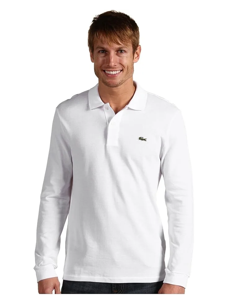 Поло Lacoste Long Sleeve Classic Pique Shirt — изображение 1 из 4, белый