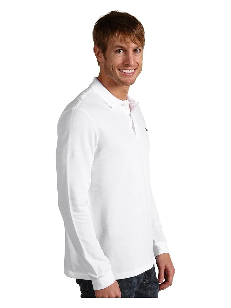 Поло Lacoste Long Sleeve Classic Pique Shirt — изображение 4 из 4, белый