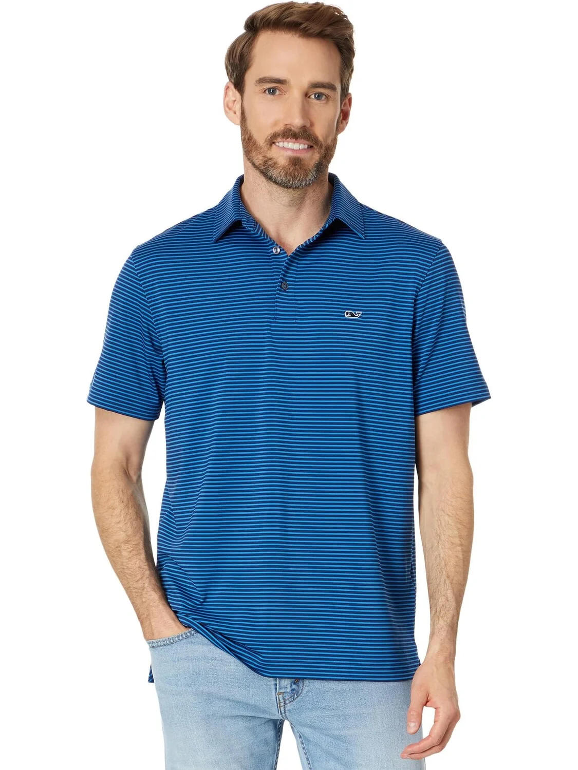 Рубашка-поло Bradley Stripe Sankaty Polo Vineyard Vines — синий