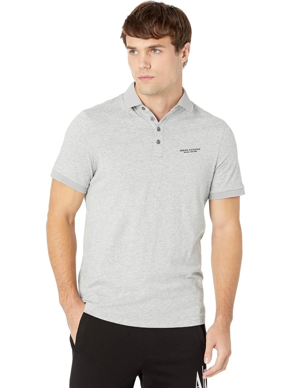 Рубашка-поло Slim Fit Milano/New York Logo Polo Armani Exchange — серый