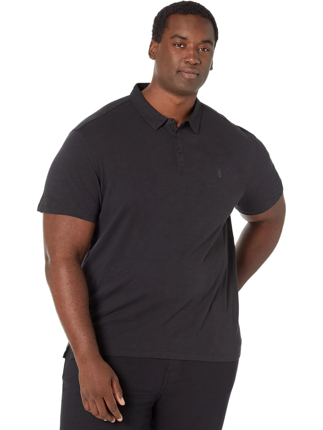 Рубашка-поло Victor Short Sleeve Slub Cotton Polo w/ Peace Sign Embroidery K5787Y2 John Varvatos — черный