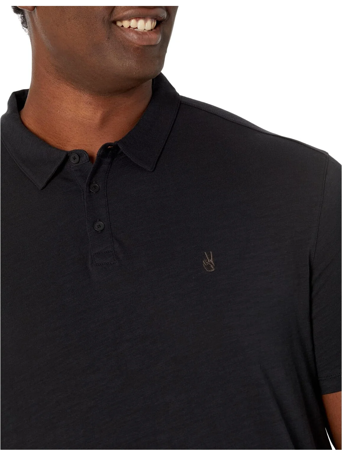 Рубашка-поло Victor Short Sleeve Slub Cotton Polo w/ Peace Sign Embroidery K5787Y2 John Varvatos — 3