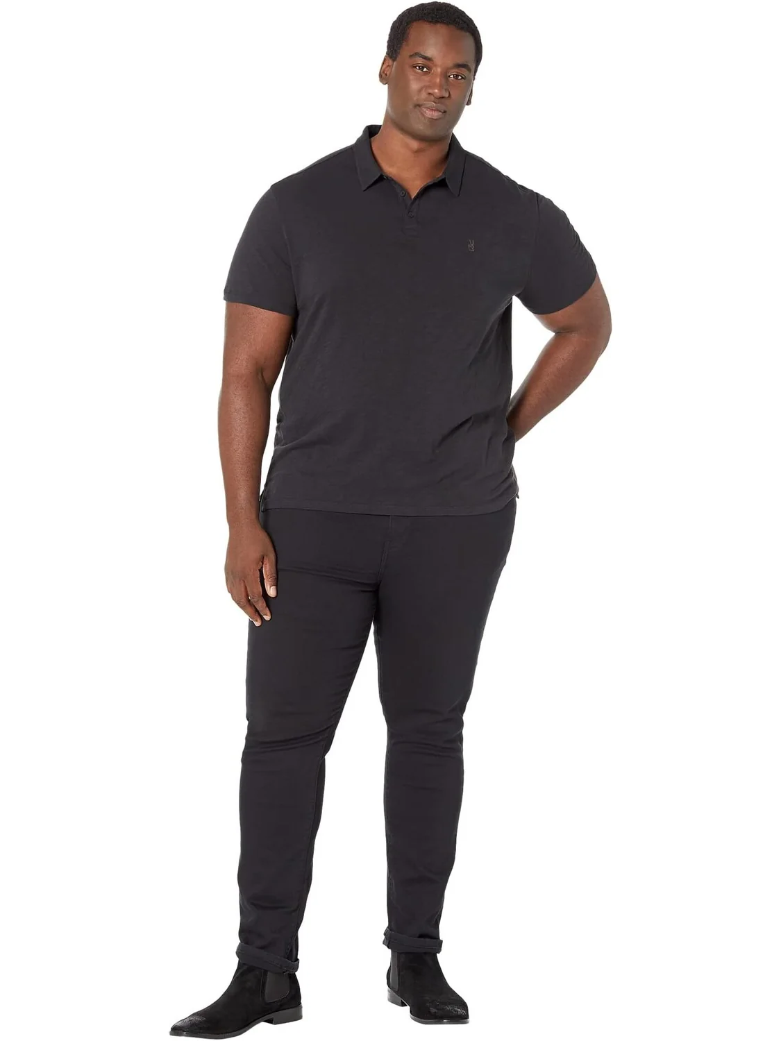 Рубашка-поло Victor Short Sleeve Slub Cotton Polo w/ Peace Sign Embroidery K5787Y2 John Varvatos — 4