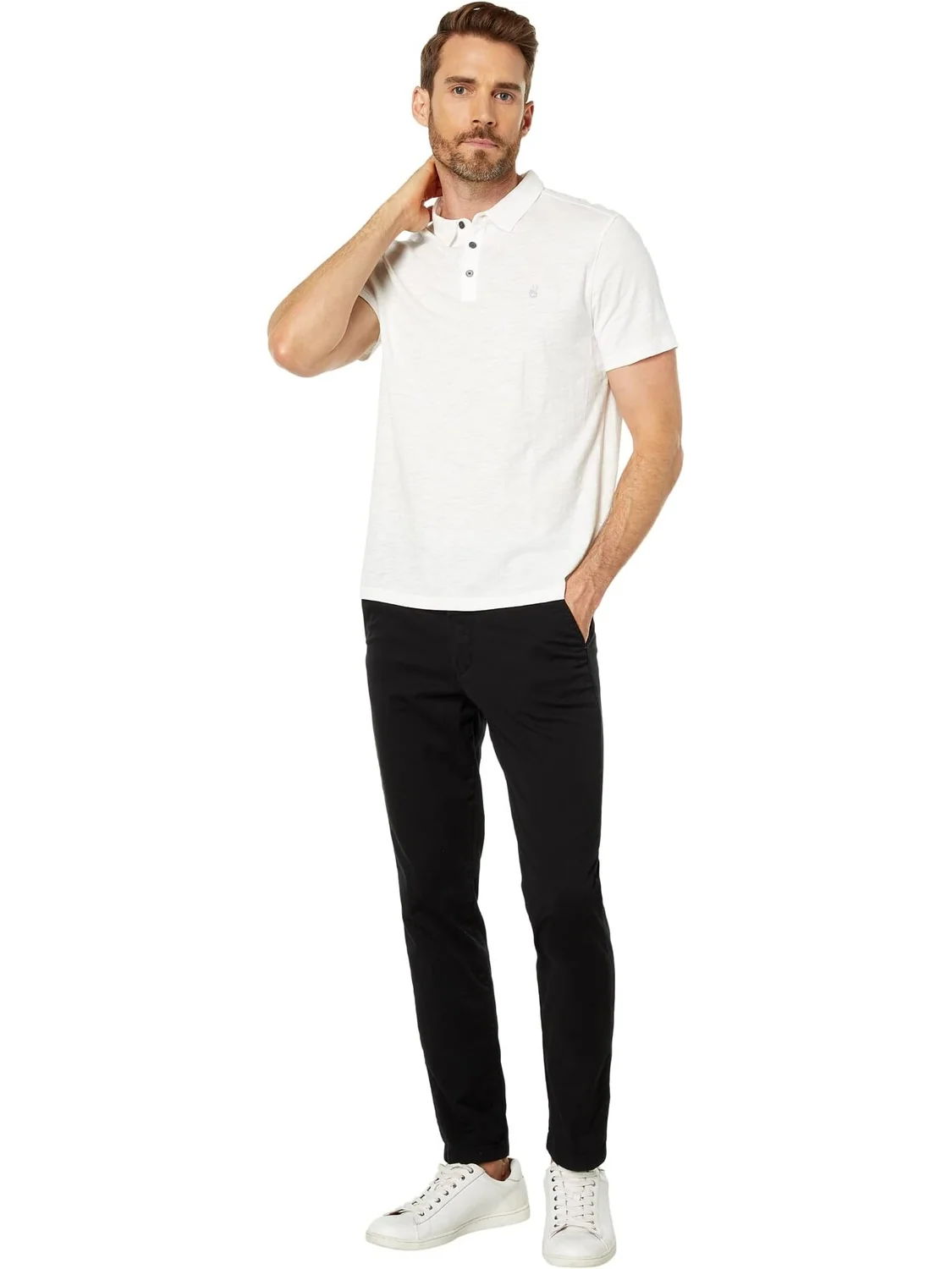 Рубашка-поло Victor Short Sleeve Slub Cotton Polo w/ Peace Sign Embroidery K5787Y2 John Varvatos — 4