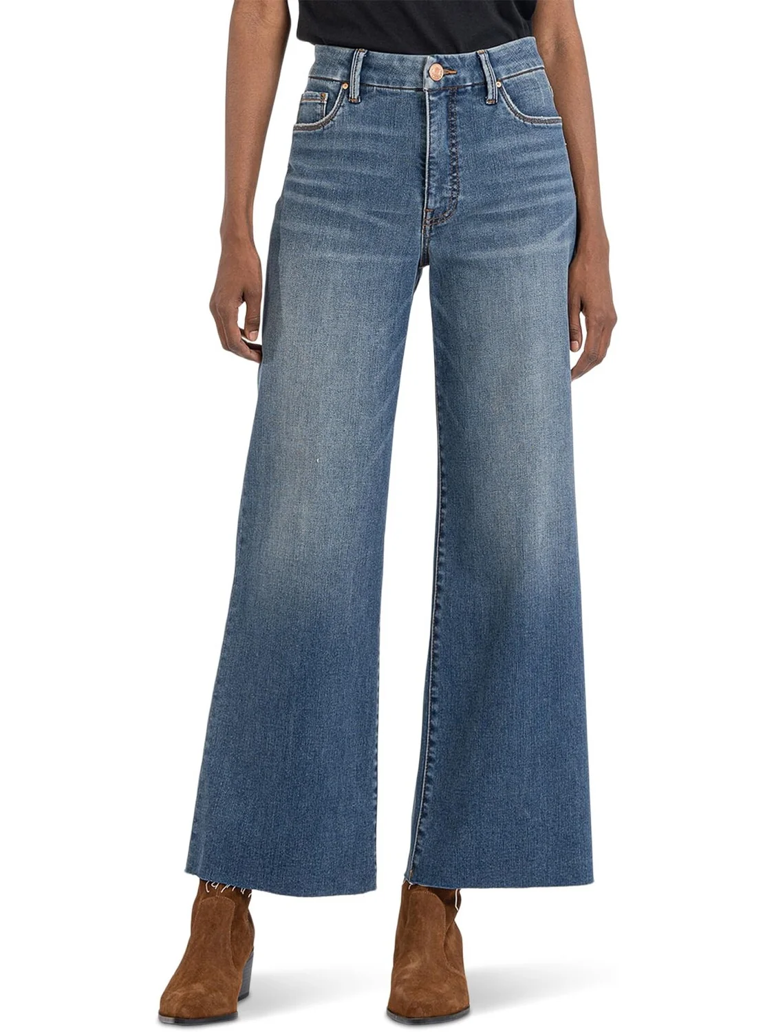 Джинсы Meg High-Rise Fab Ab Wide Leg Raw Hem in Milestone KUT from the Kloth, цвет Milestone — 1