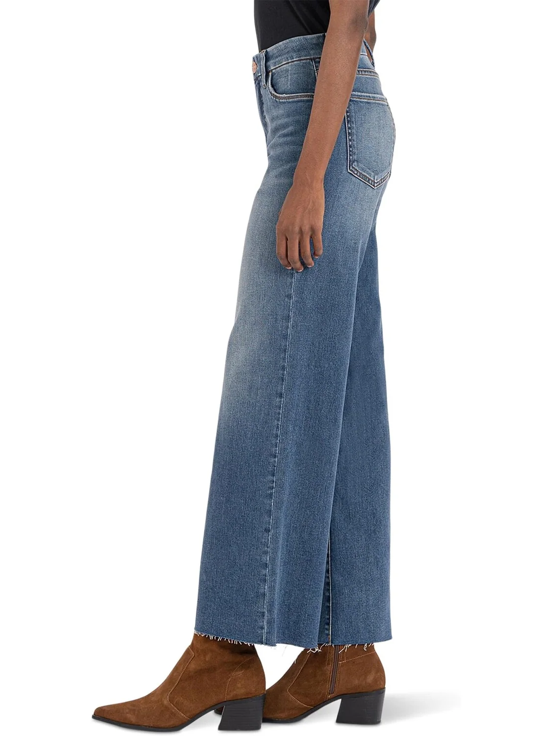 Джинсы Meg High-Rise Fab Ab Wide Leg Raw Hem in Milestone KUT from the Kloth, цвет Milestone — 2