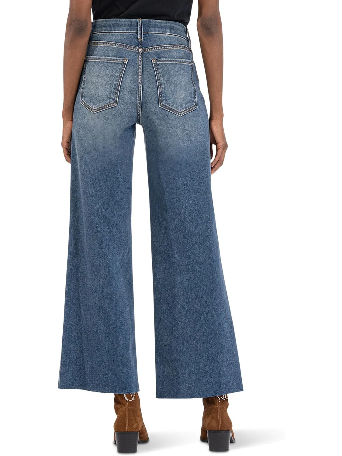 Джинсы Meg High-Rise Fab Ab Wide Leg Raw Hem in Milestone KUT from the Kloth, цвет Milestone — 3