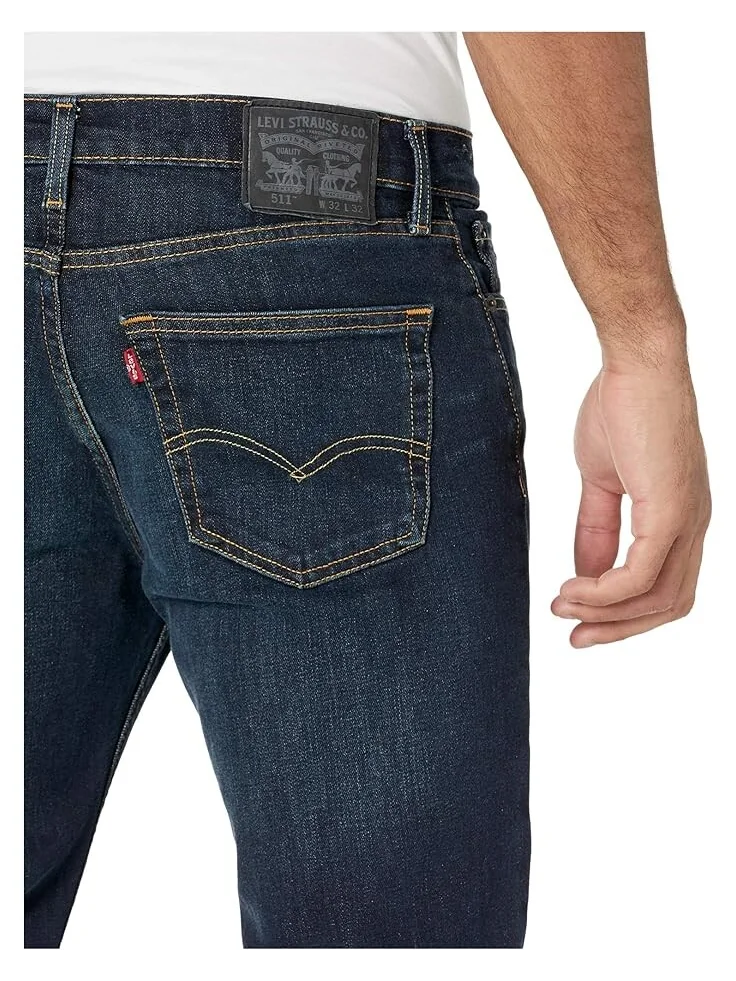 Джинсы Levi's Mens 511 Slim, классический темно-синий деним с легким эффектом поношенности — 4