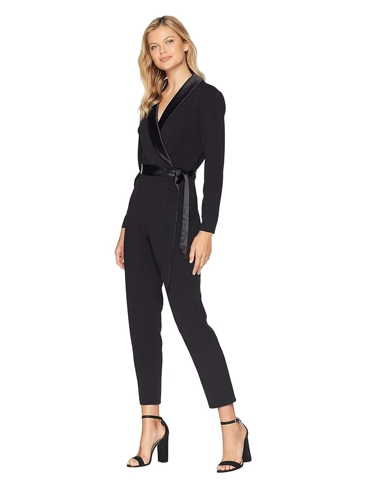 Комбинезон Adrianna Papell Knit Crepe Wrap Top Jumpsuit withs, Slim Pants, and Stretch Charmeuse Collar — 2