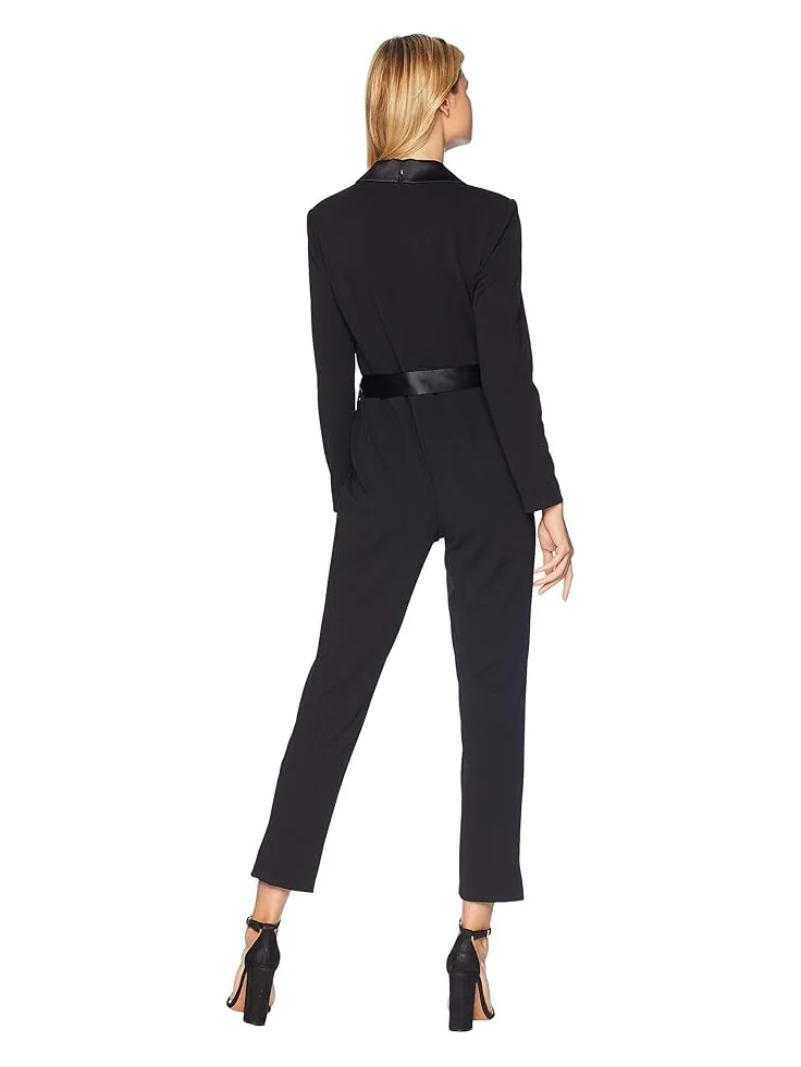 Комбинезон Adrianna Papell Knit Crepe Wrap Top Jumpsuit withs, Slim Pants, and Stretch Charmeuse Collar — 3