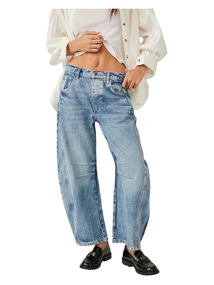 Джинсы Free People We The Free Good Luck Mid-Rise Barrel Jeans — белый