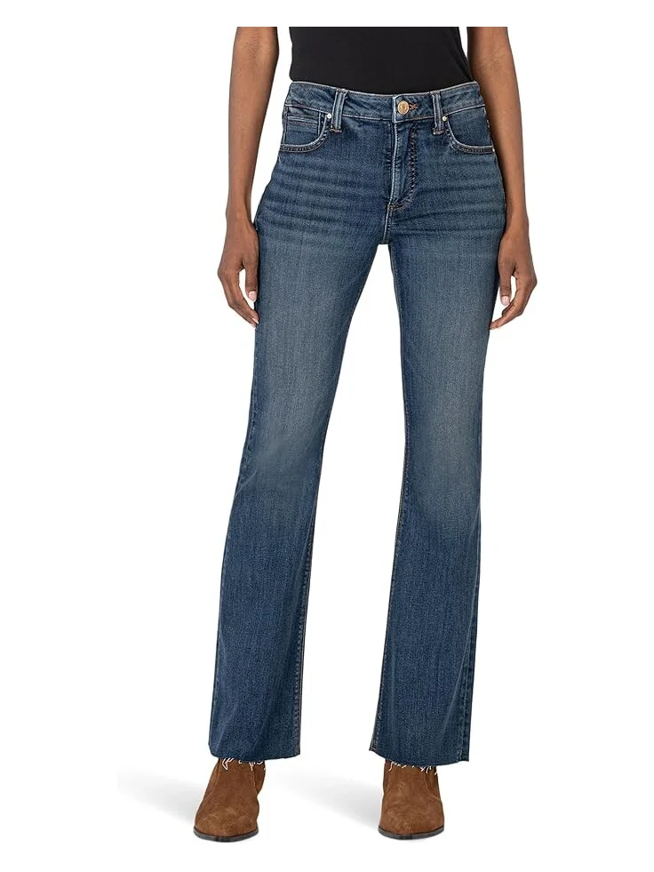 Джинсы KUT from the Kloth Stella High-Rise Fab Ab Flare W/Raw Hem, цвет Decent — 1