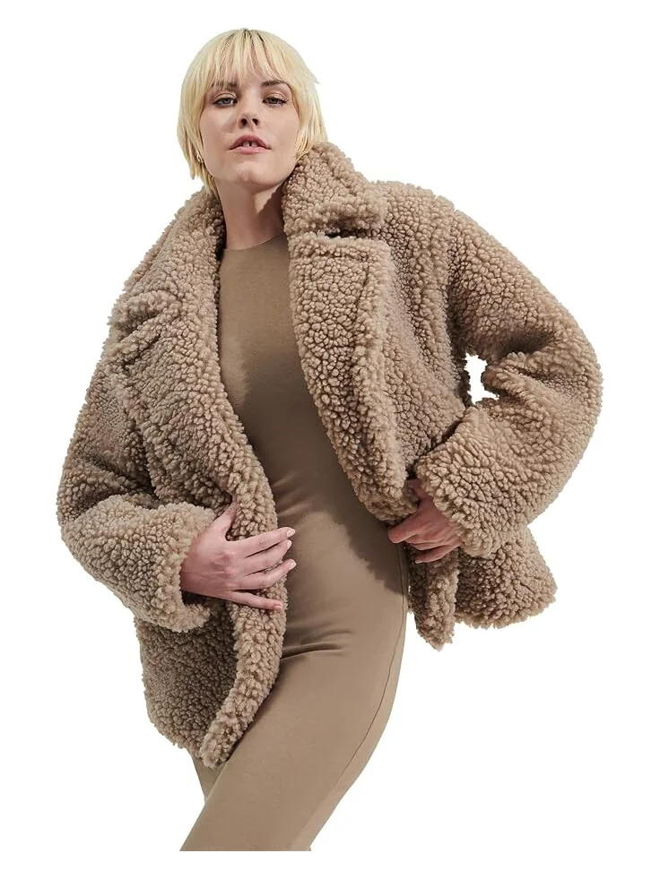 Пальто UGG Gertrude Short Teddy Coat, цвет Putty — 1