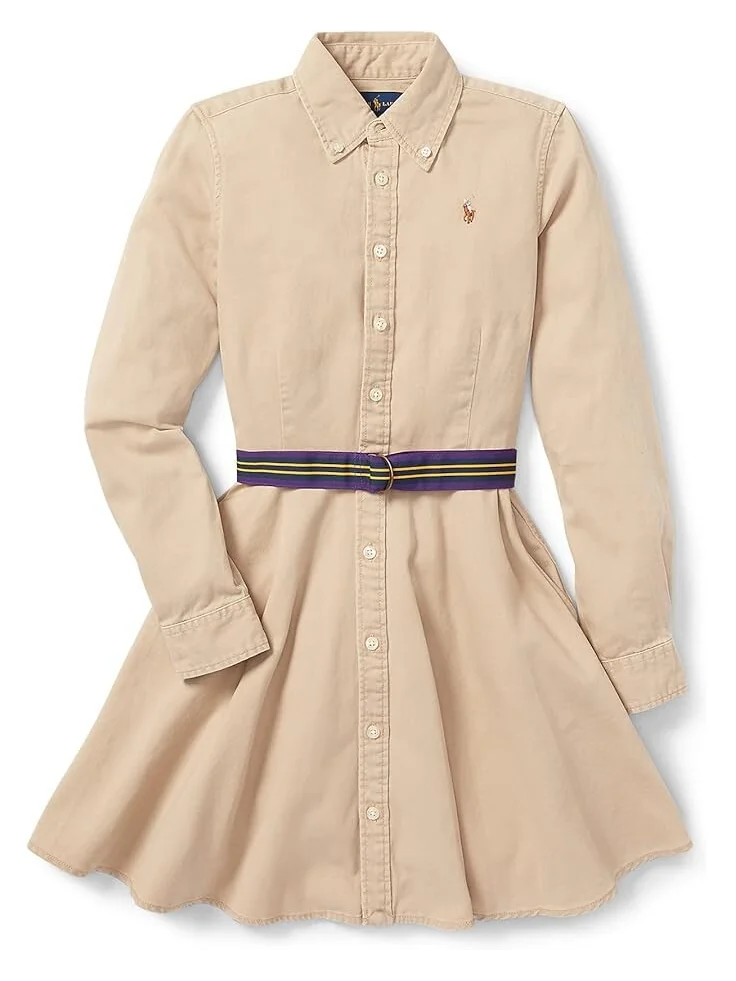 Платье Polo Ralph Lauren Kids Belted Cotton Chino Shirtdress — 1