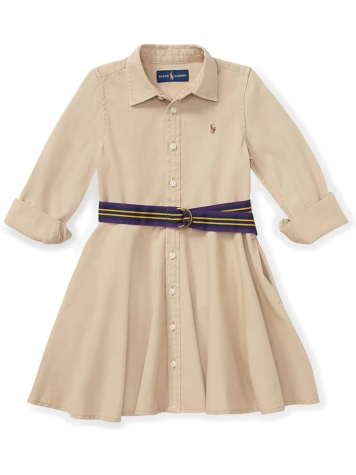Платье Polo Ralph Lauren Kids Belted Cotton Chino Shirtdress — 1