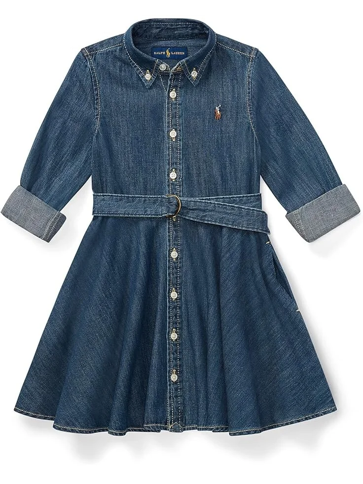 Платье Polo Ralph Lauren Kids Belted Cotton Denim Shirtdress — 1