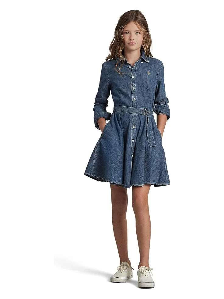 Платье Polo Ralph Lauren Kids Belted Cotton Denim Shirtdress — 3