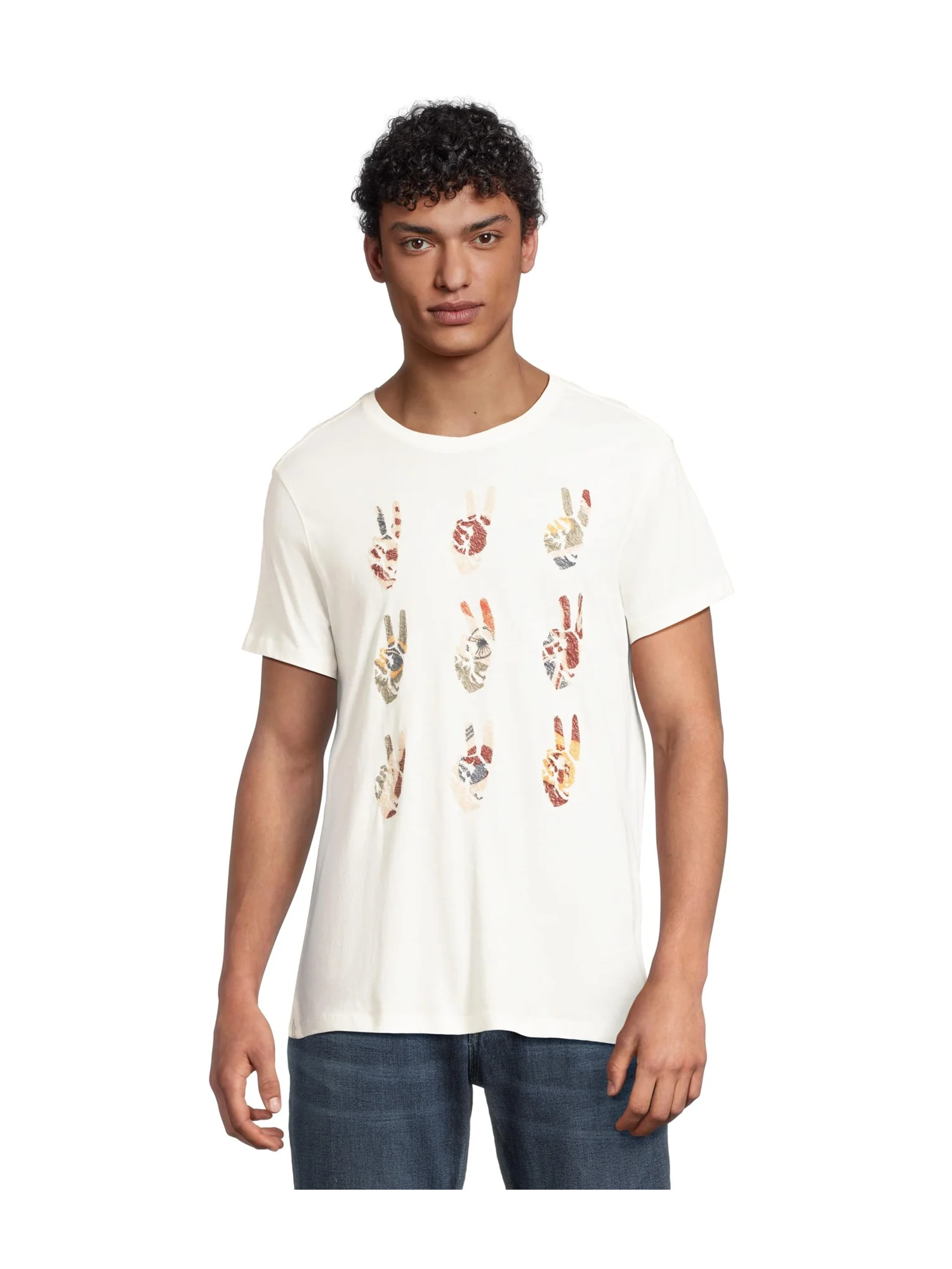 Футболка John Varvatos Multi Peace Hand Tee KG4261Z4 — белый