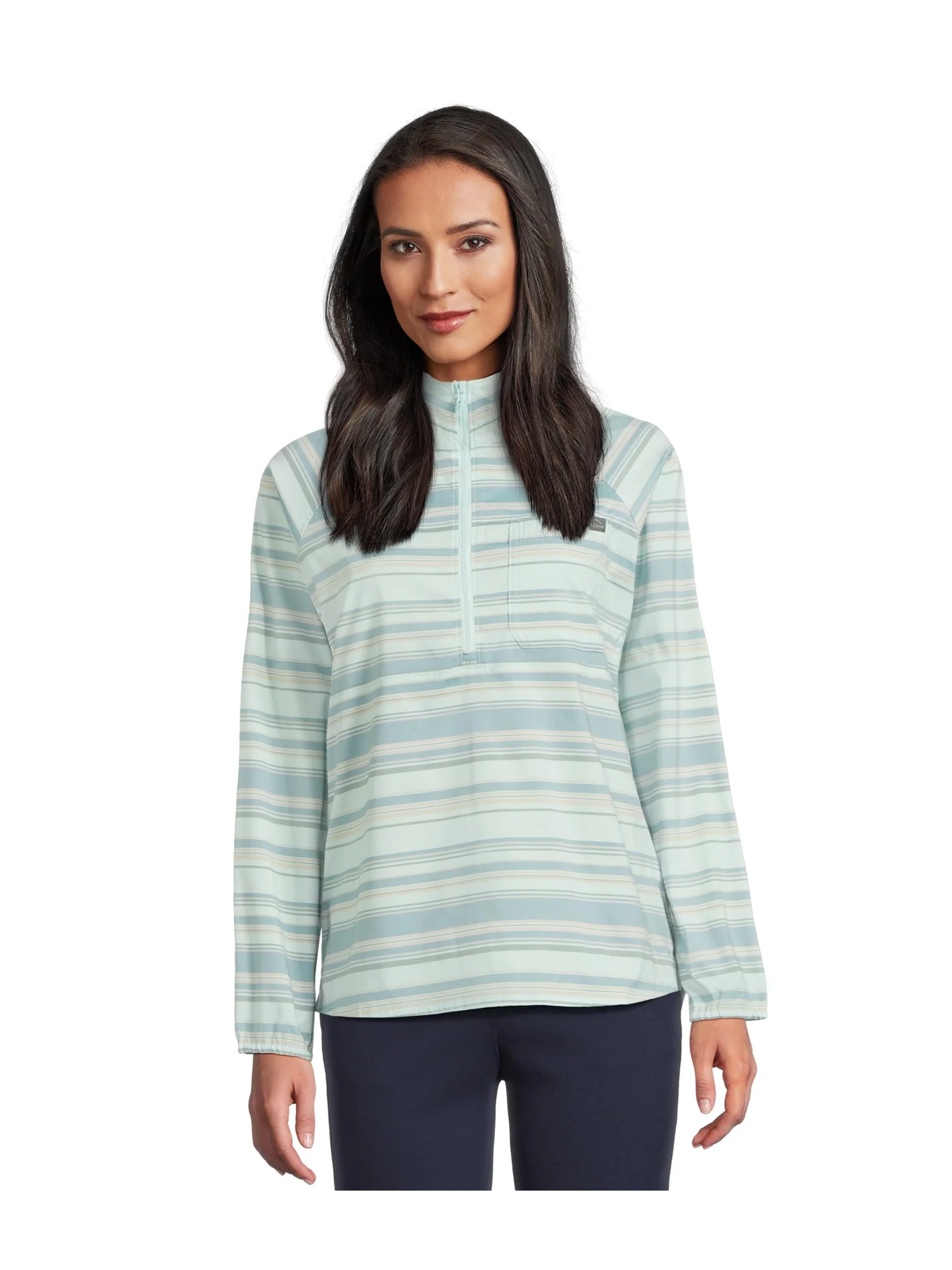 Пуловер L.L.Bean Everyday SunSmart Quarter-Zip Pullover Colorblock Woven Shirt — 1