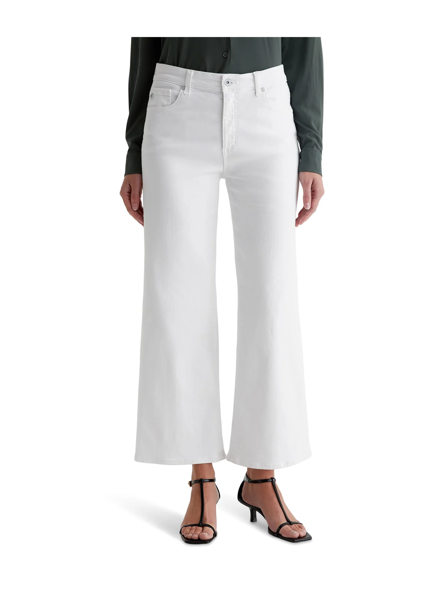 Джинсы AG Jeans Saige Mid-Rise Wide Leg Jeans in Gallery White — белый