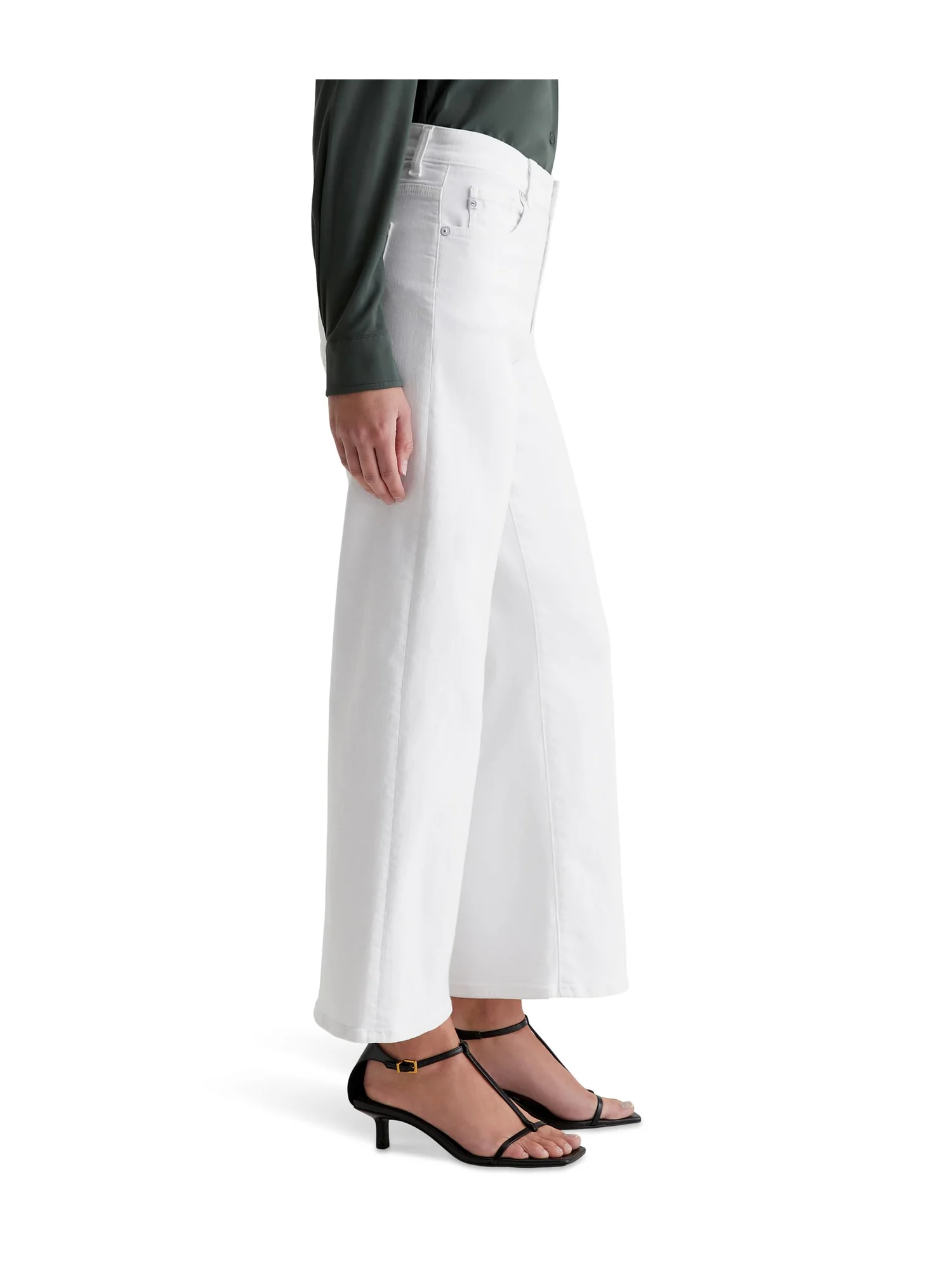 Джинсы AG Jeans Saige Mid-Rise Wide Leg Jeans in Gallery White — 2