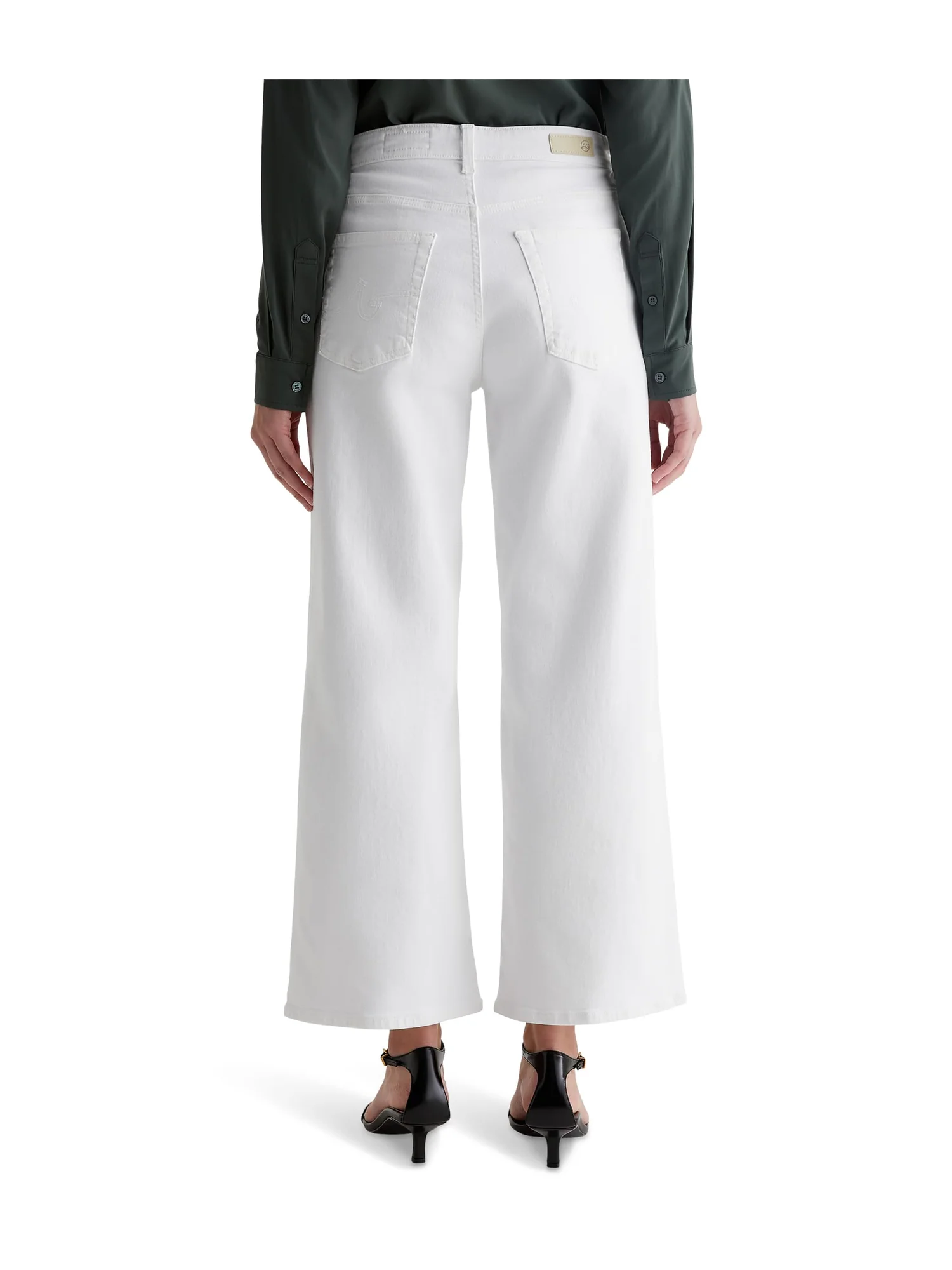 Джинсы AG Jeans Saige Mid-Rise Wide Leg Jeans in Gallery White — 3