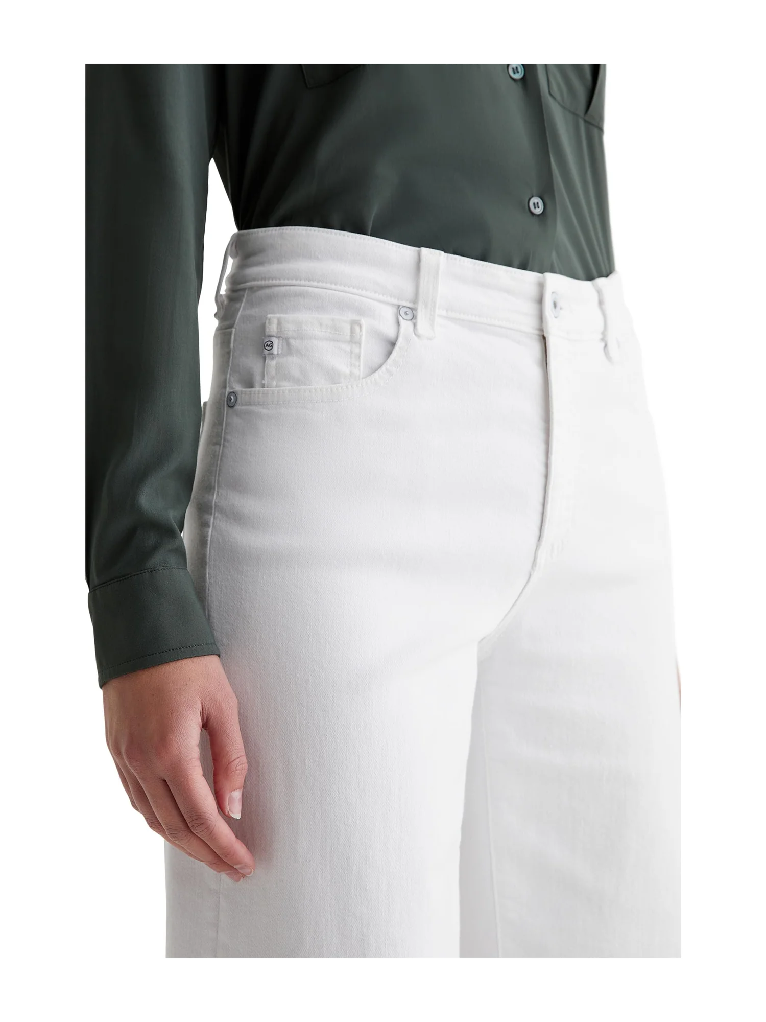 Джинсы AG Jeans Saige Mid-Rise Wide Leg Jeans in Gallery White — 4