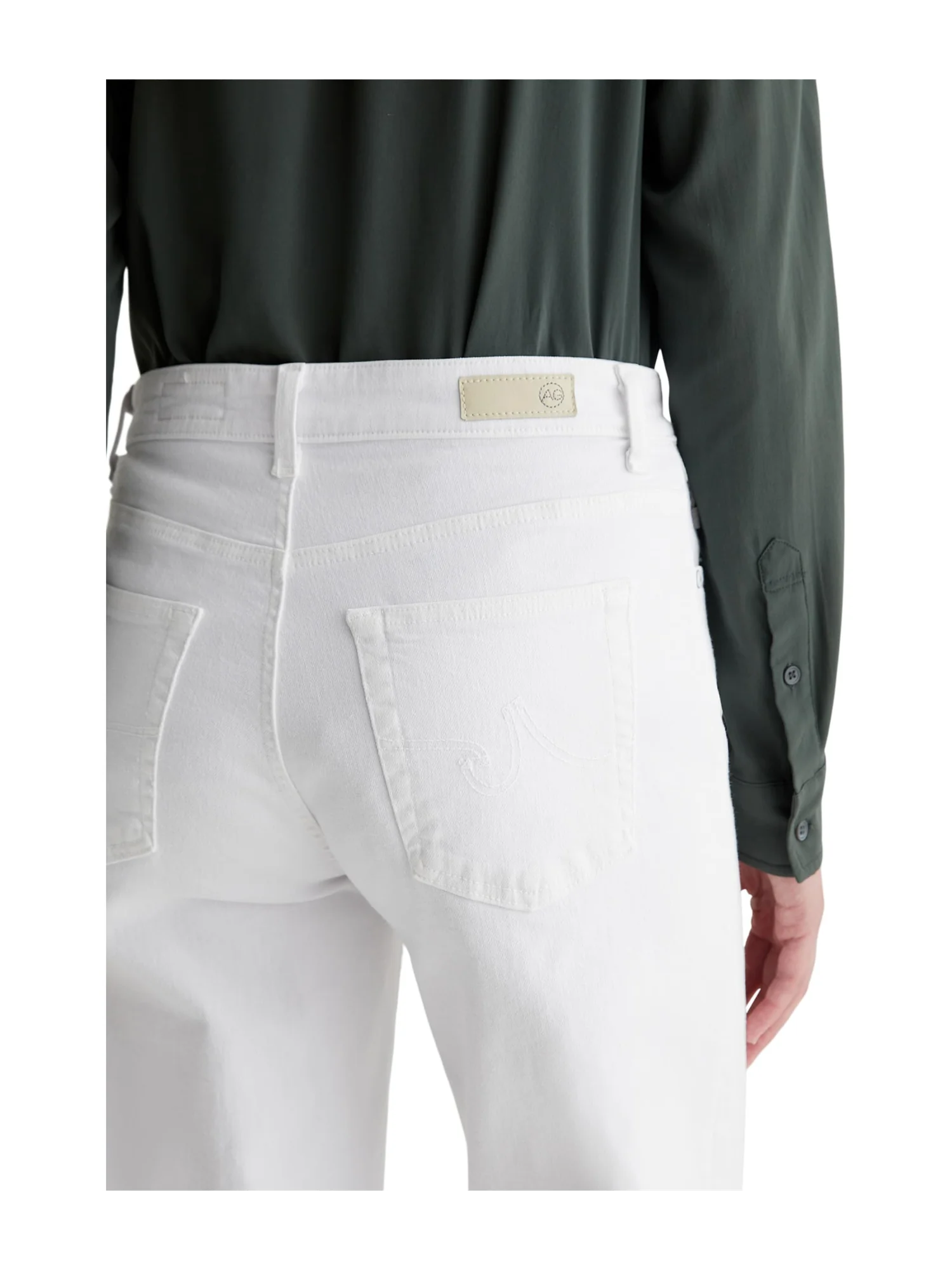 Джинсы AG Jeans Saige Mid-Rise Wide Leg Jeans in Gallery White — 5