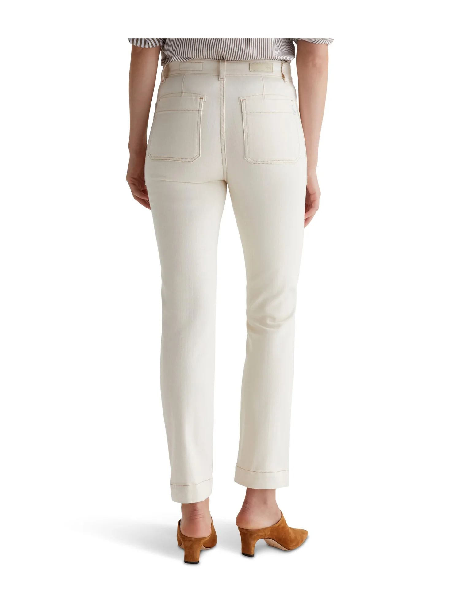 Джинсы AG Jeans Lila Utility Mid-Rise Straight Jeans in White Oat — 2