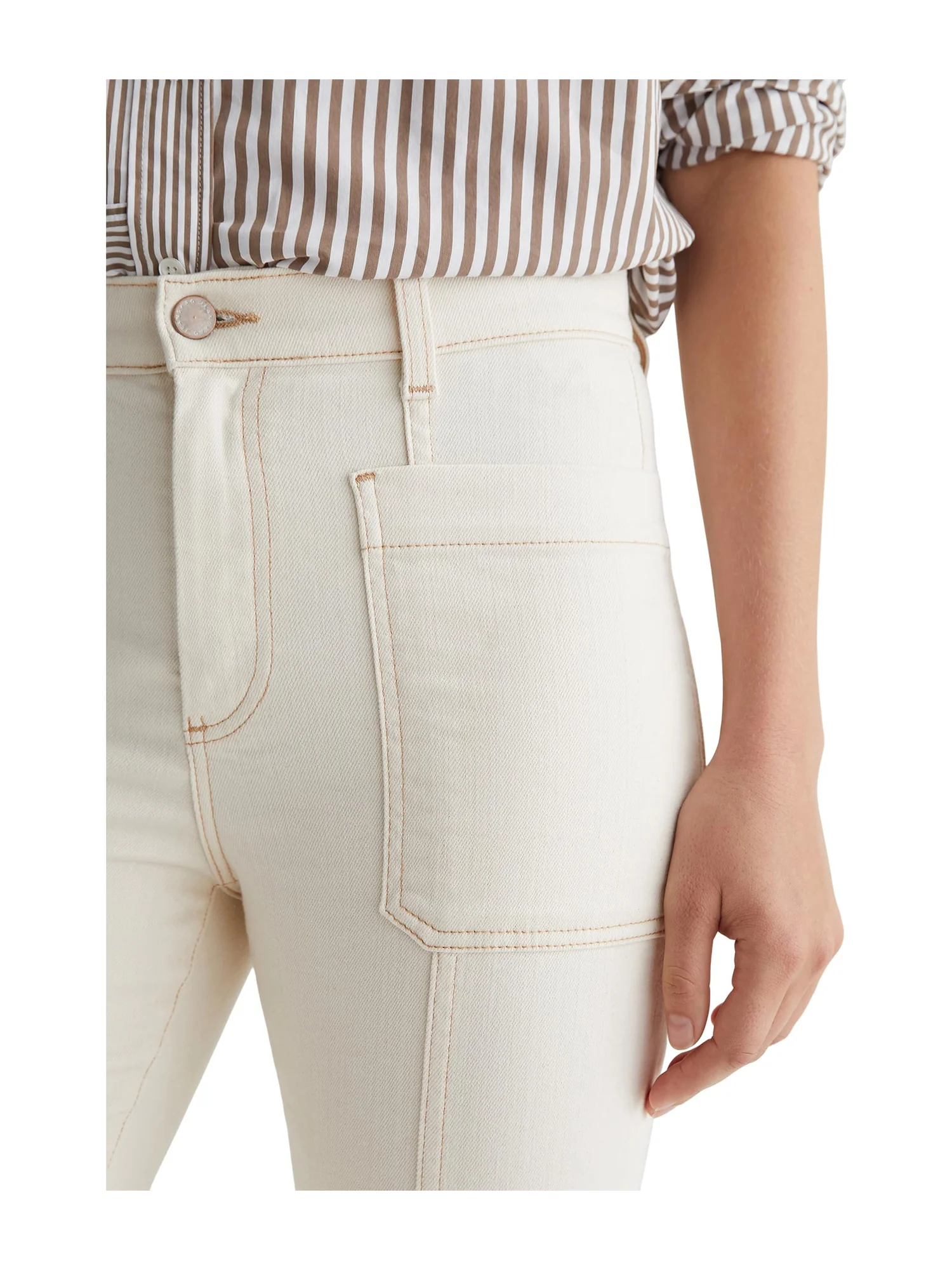 Джинсы AG Jeans Lila Utility Mid-Rise Straight Jeans in White Oat — 3