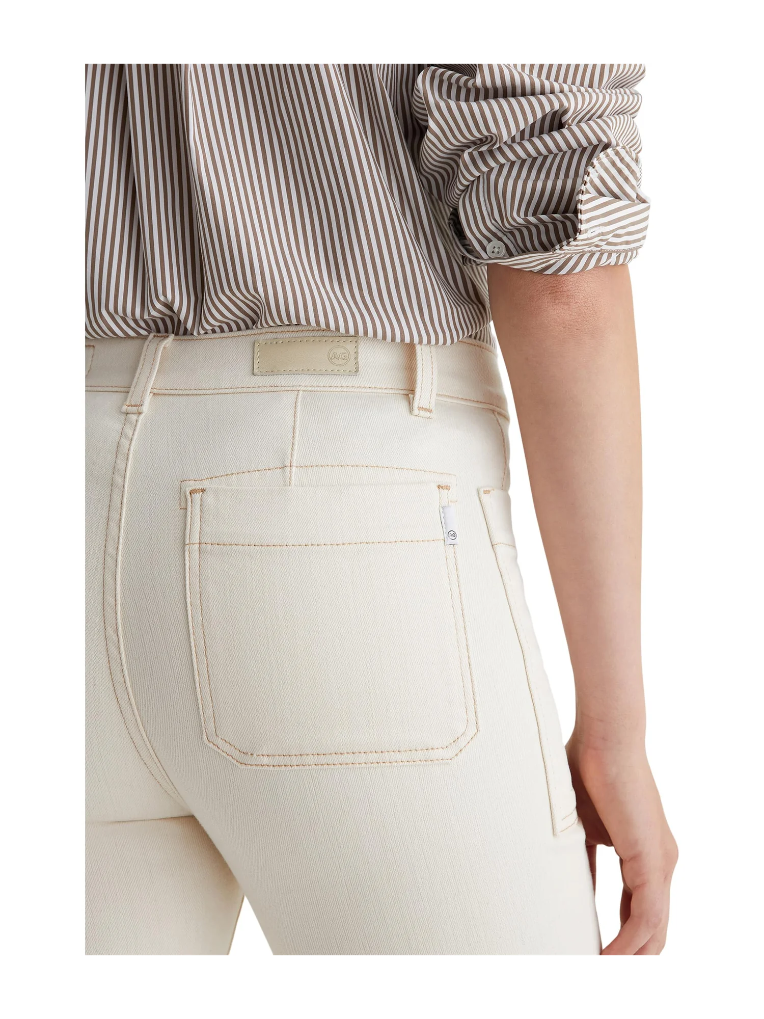 Джинсы AG Jeans Lila Utility Mid-Rise Straight Jeans in White Oat — 4