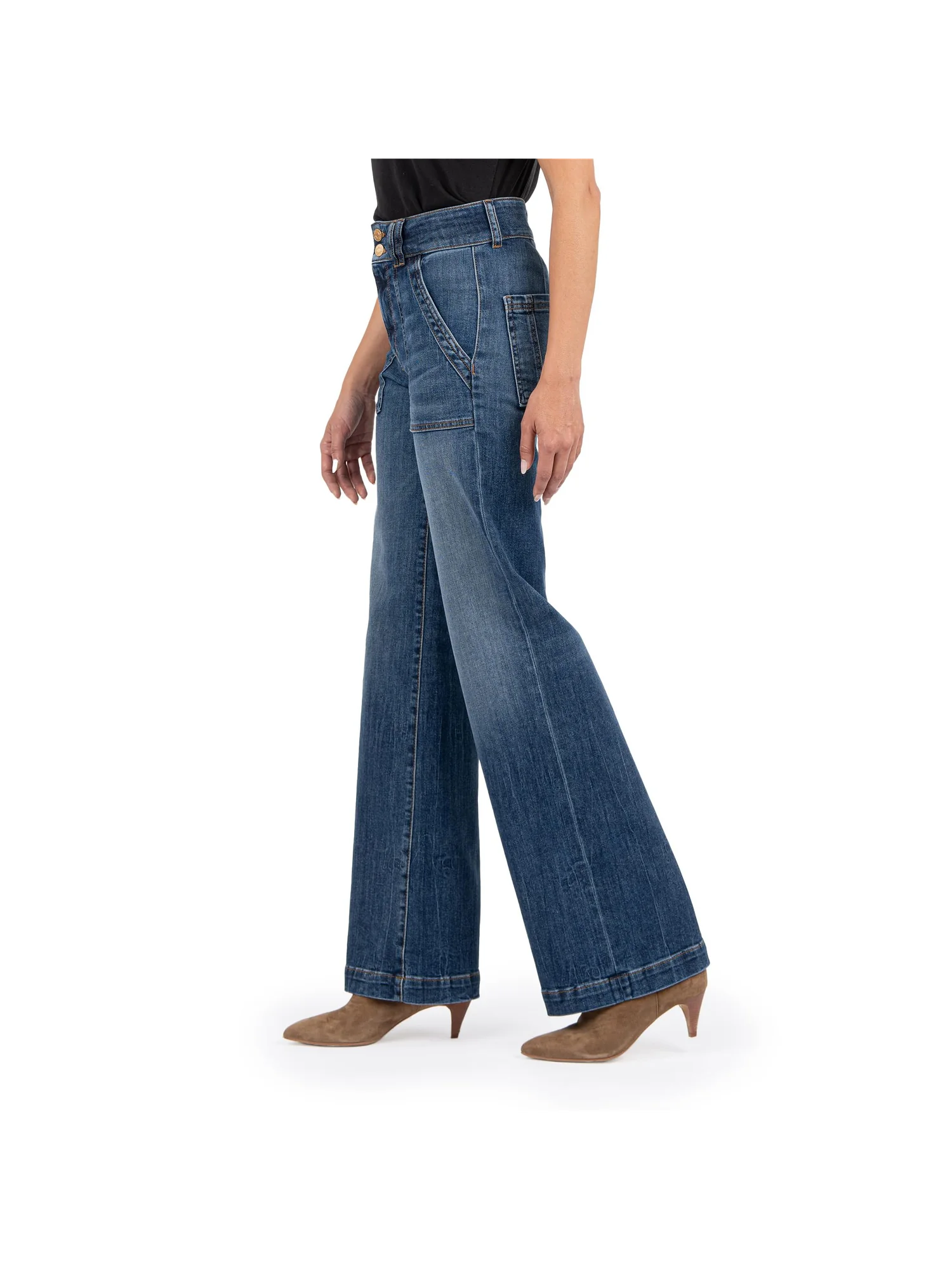Джинсы KUT from the Kloth JODI HIGH RISE WIDE LEG -PORKCHOP FRONT POCKETS, цвет FAIRNESS — 2