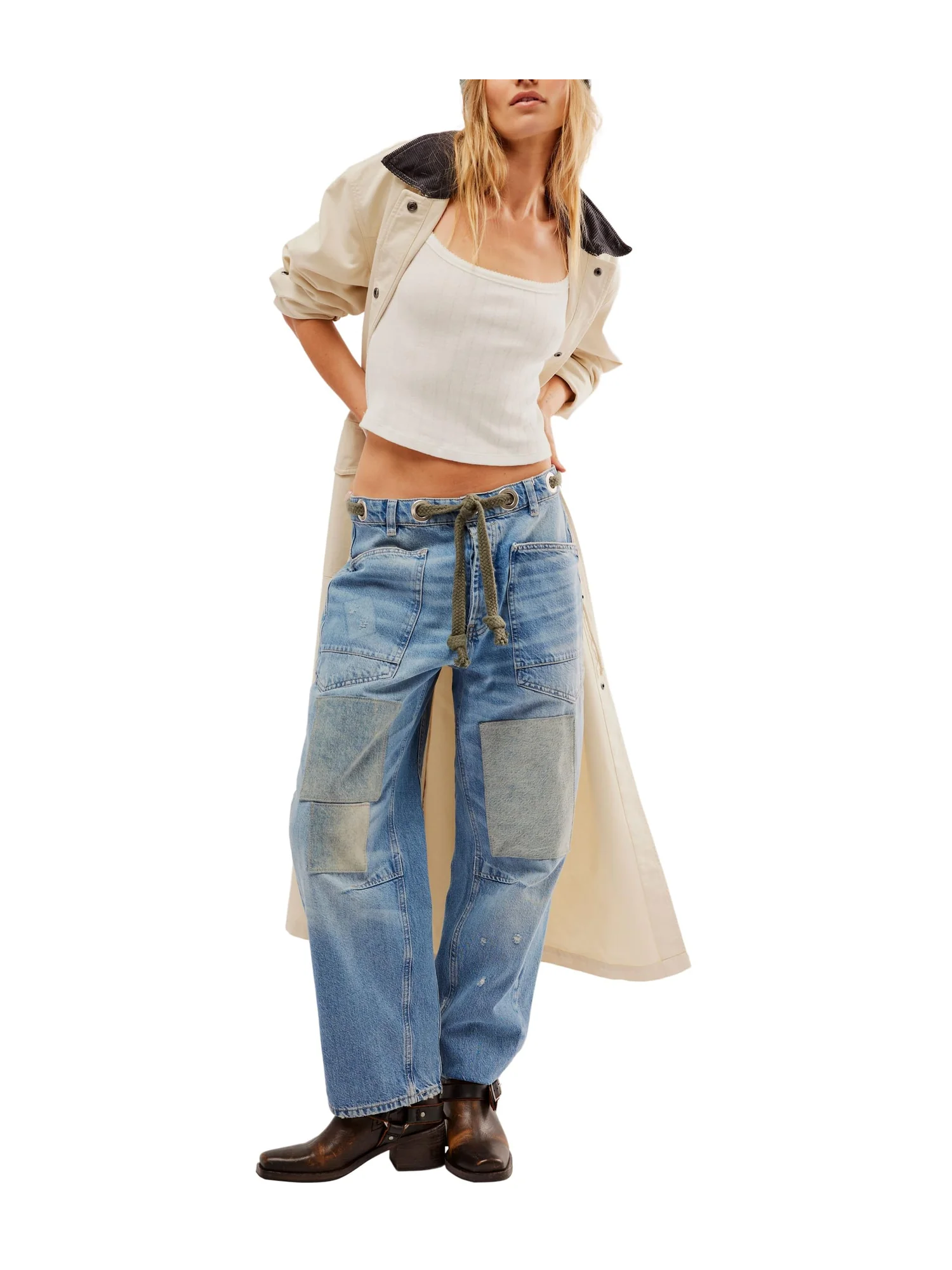 Брюки Free People Moxie Low Slung Pull-On Barrel — 1