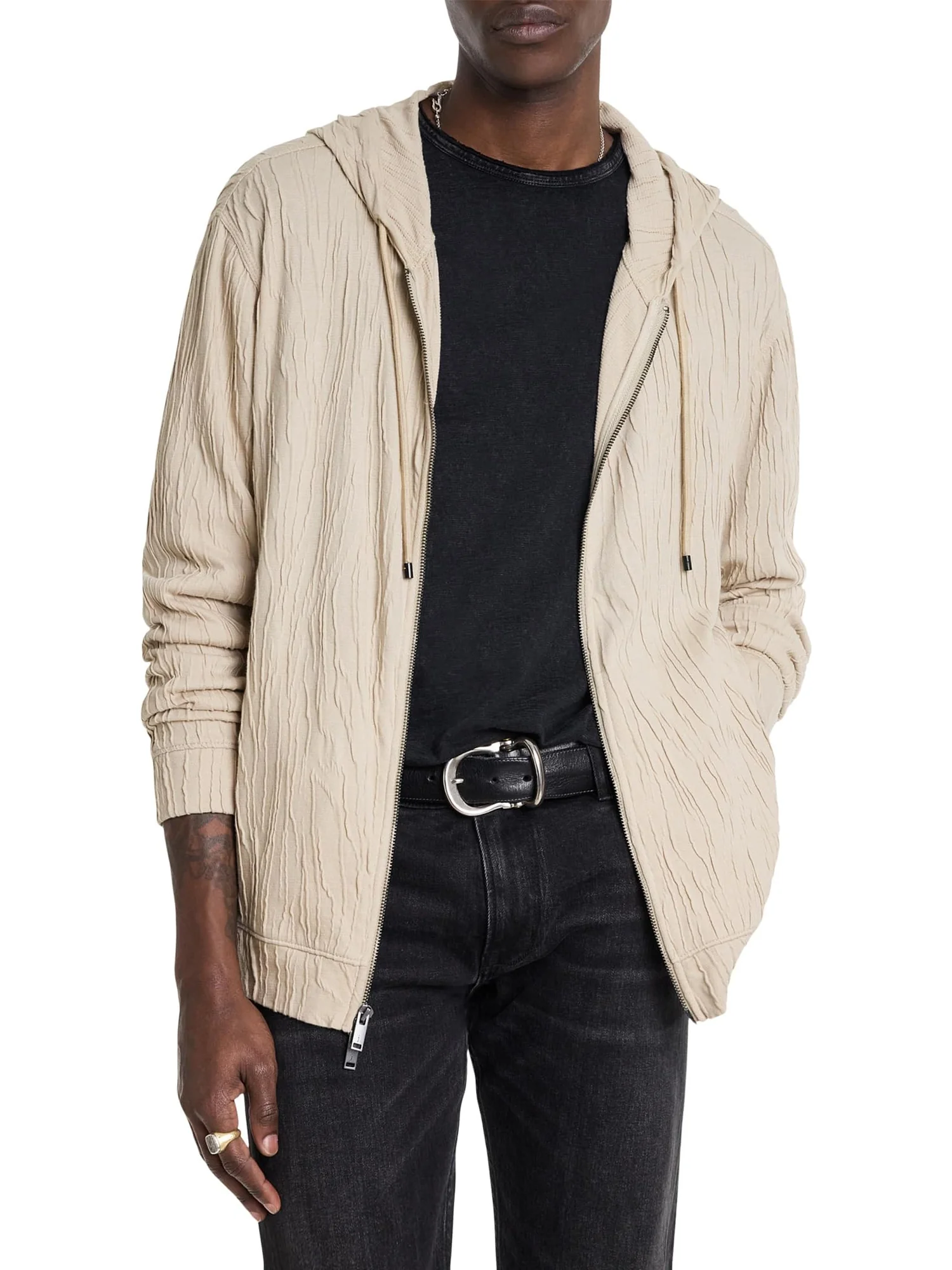 Худи John Varvatos Ihsan Zip Hoodie — серый