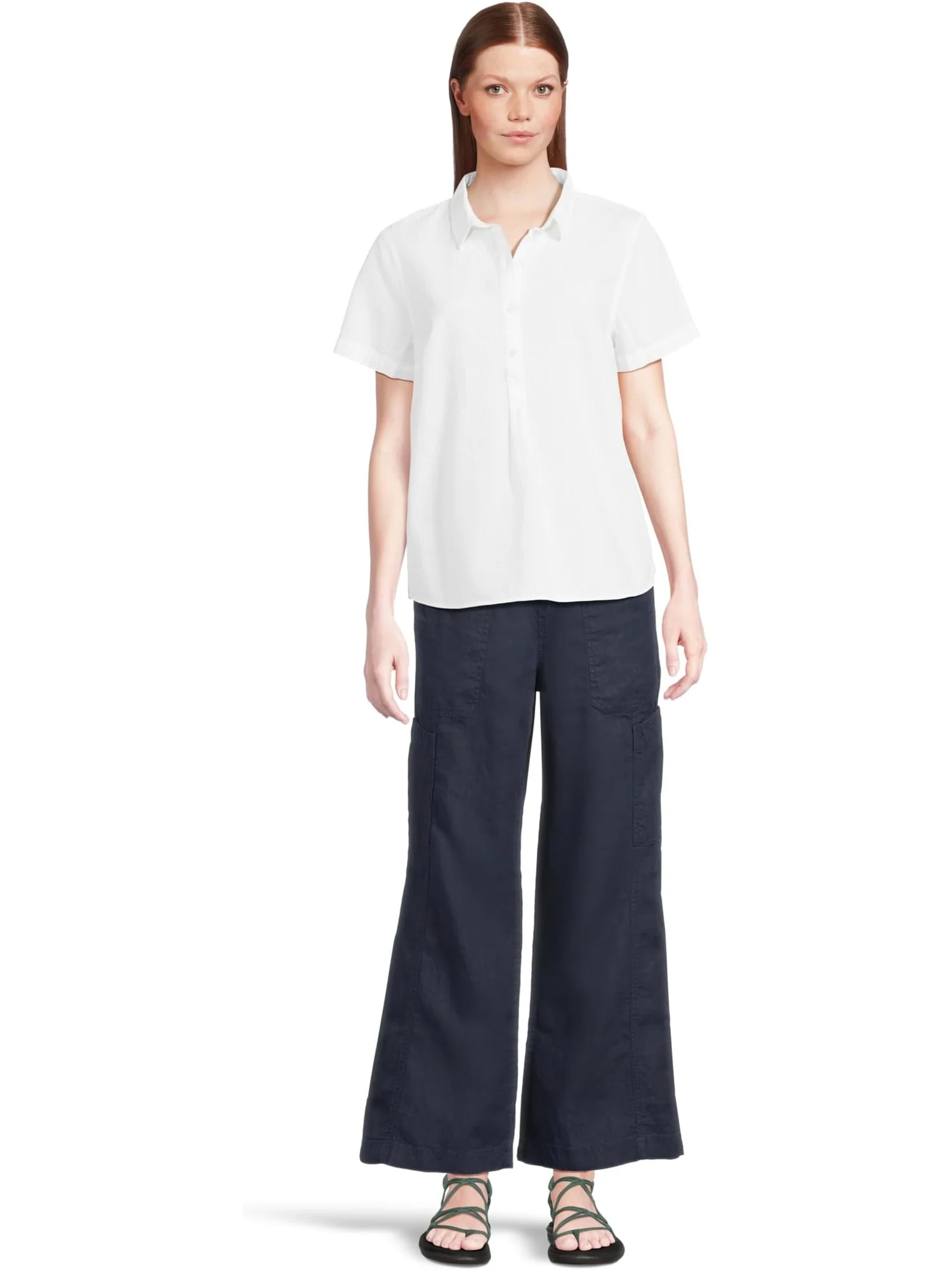 Джинсы L.L.Bean Women's Premium Linen Breezy Mid-Rise Wide Leg Utility Pull-On Pants — 6