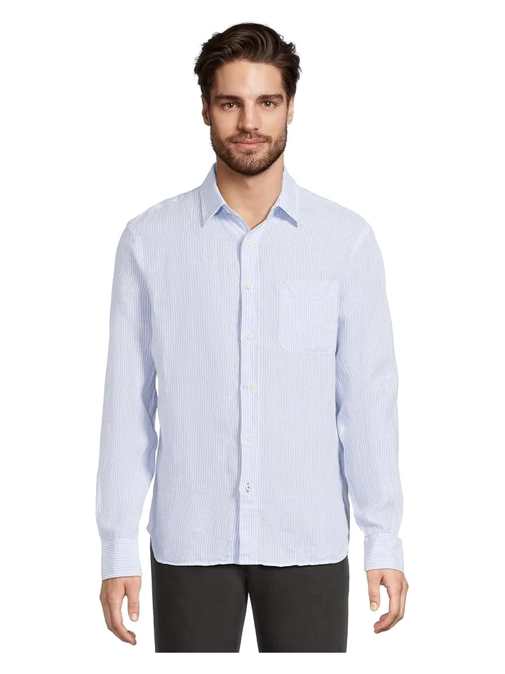 Рубашка Faherty Laguna Linen Shirt, цвет Summer Classic Stripe — серый
