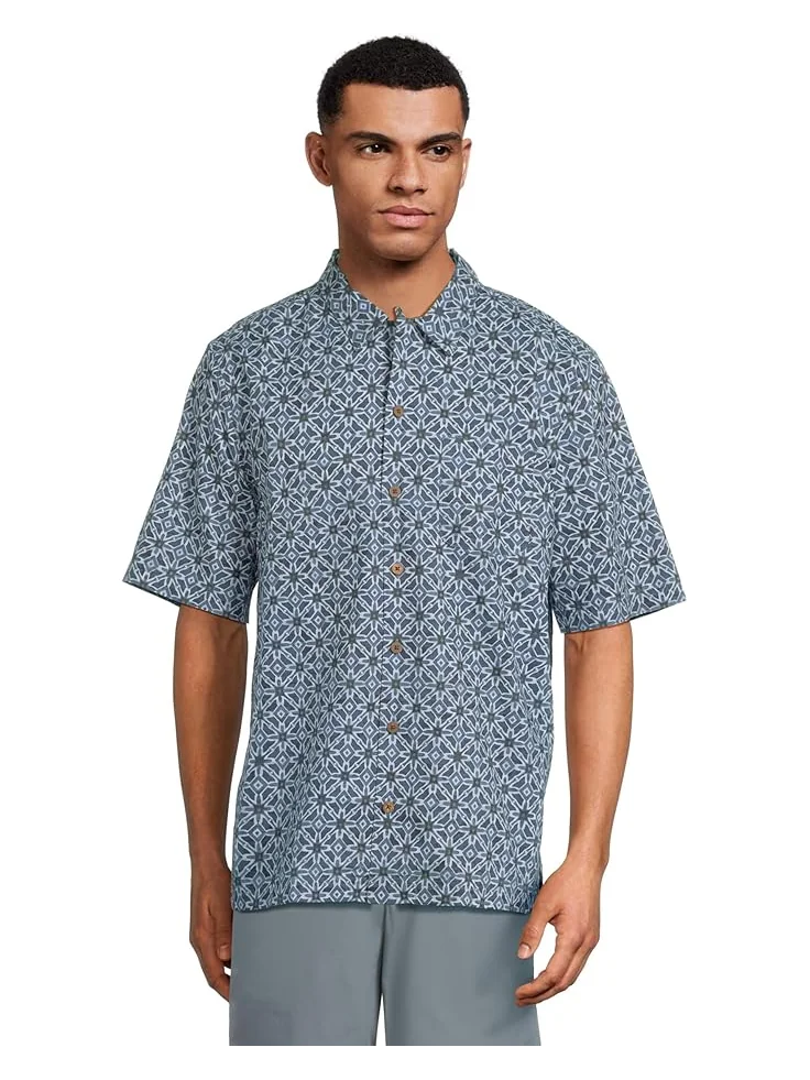 Рубашка L.L.Bean Tropics Shirt Short Sleeve Traditional Fit Print Shirt, цвет Mariner Geo — 1