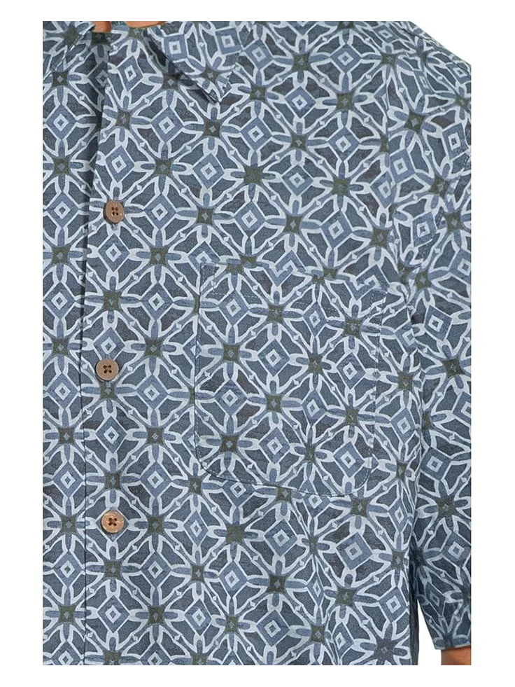 Рубашка L.L.Bean Tropics Shirt Short Sleeve Traditional Fit Print Shirt, цвет Mariner Geo — 4