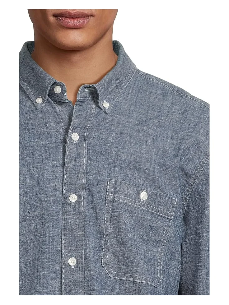 Рубашка L.L.Bean Comfort Stretch Chambray Shirt, Traditional Untucked Fit, Long-Sleeve — 4