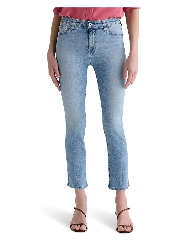 Джинсы AG Jeans Mari Mid-Rise Slim Straight Crop Jeans in Marina Blue — синий