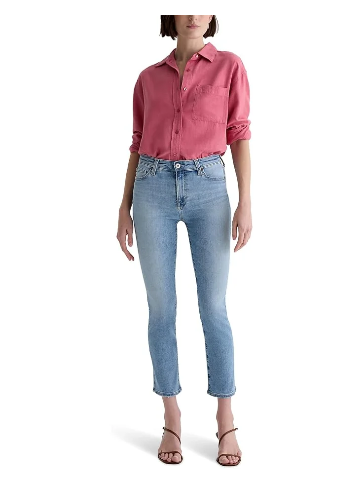 Джинсы AG Jeans Mari Mid-Rise Slim Straight Crop Jeans in Marina Blue — 6