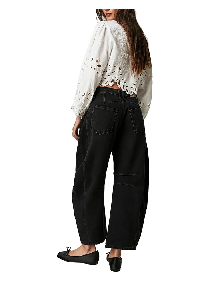 Джинсы Free People We The Free Good Luck Mid-Rise Barrel Jeans, цвет Soundwave — 2