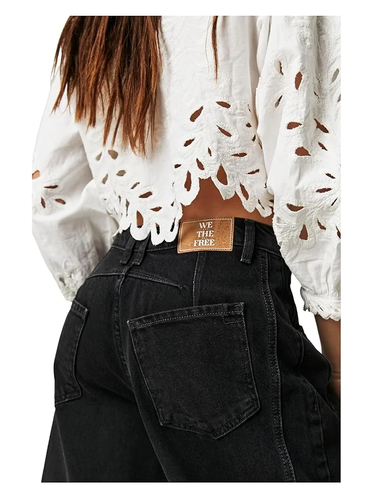 Джинсы Free People We The Free Good Luck Mid-Rise Barrel Jeans, цвет Soundwave — 3