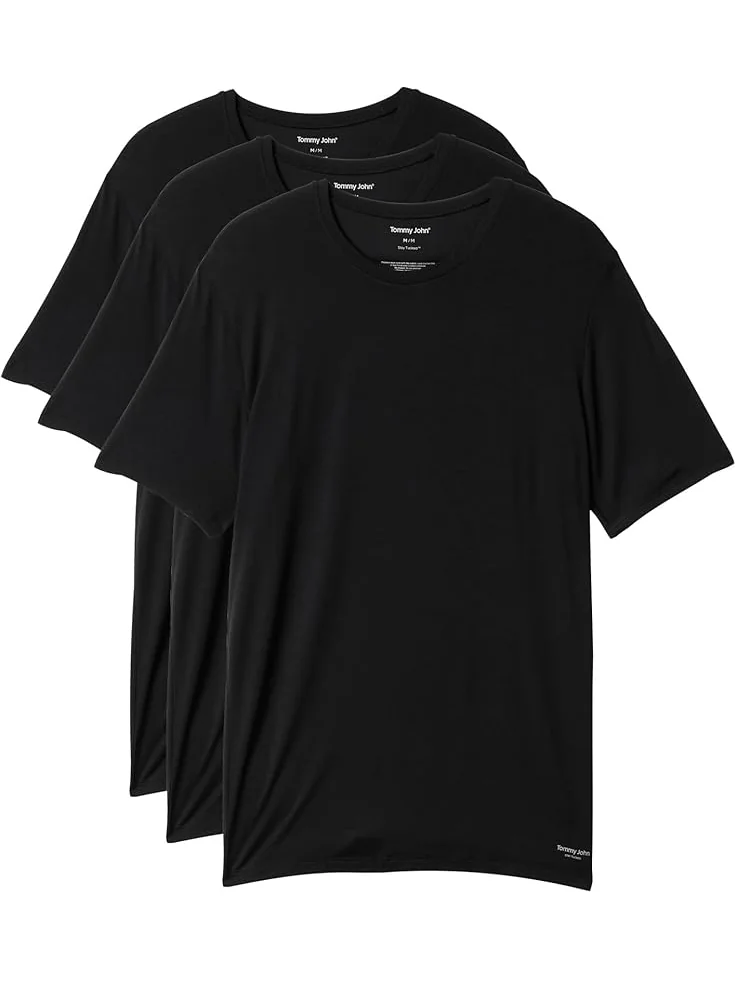 Рубашка Tommy John Second Skin Modal Crewneck Stay Tucked Undershirt 3-Pack — черный
