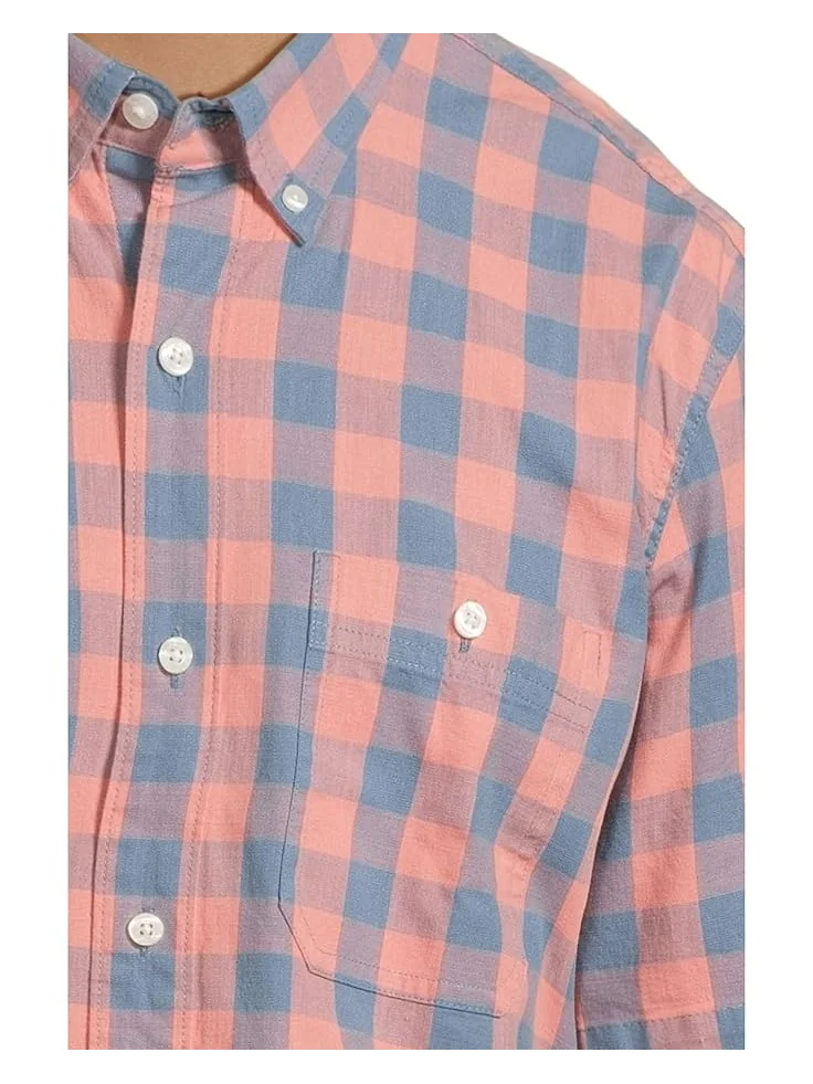 Рубашка L.L.Bean Comfort Stretch Chambray Shirt Short Sleeve Traditional Fit Plaid — 4