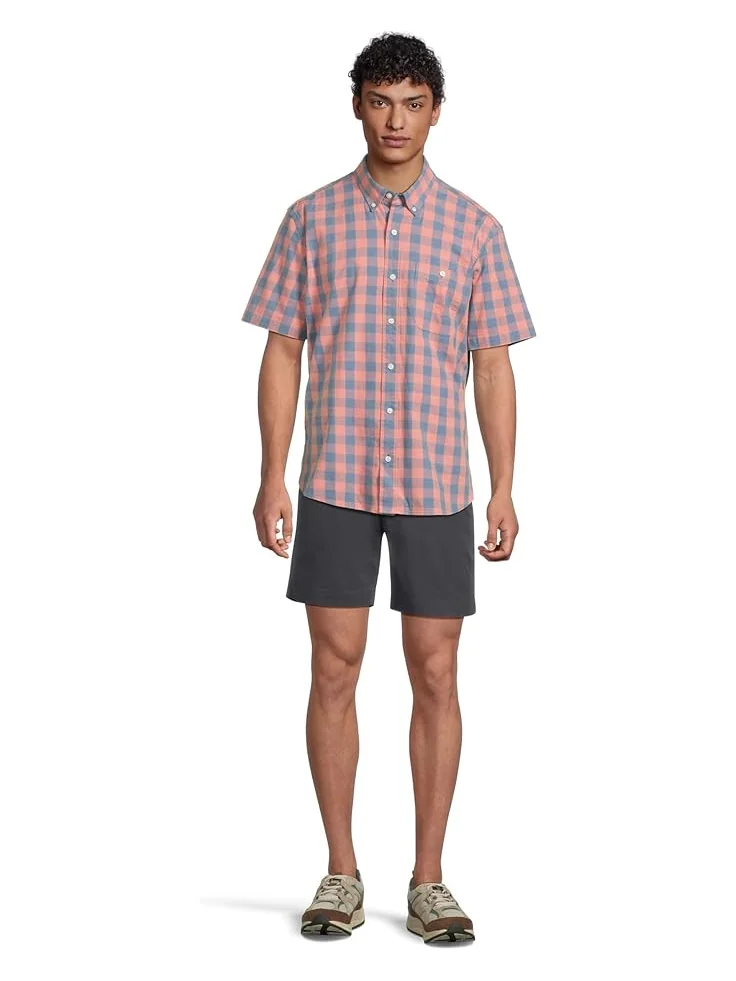 Рубашка L.L.Bean Comfort Stretch Chambray Shirt Short Sleeve Traditional Fit Plaid — 5