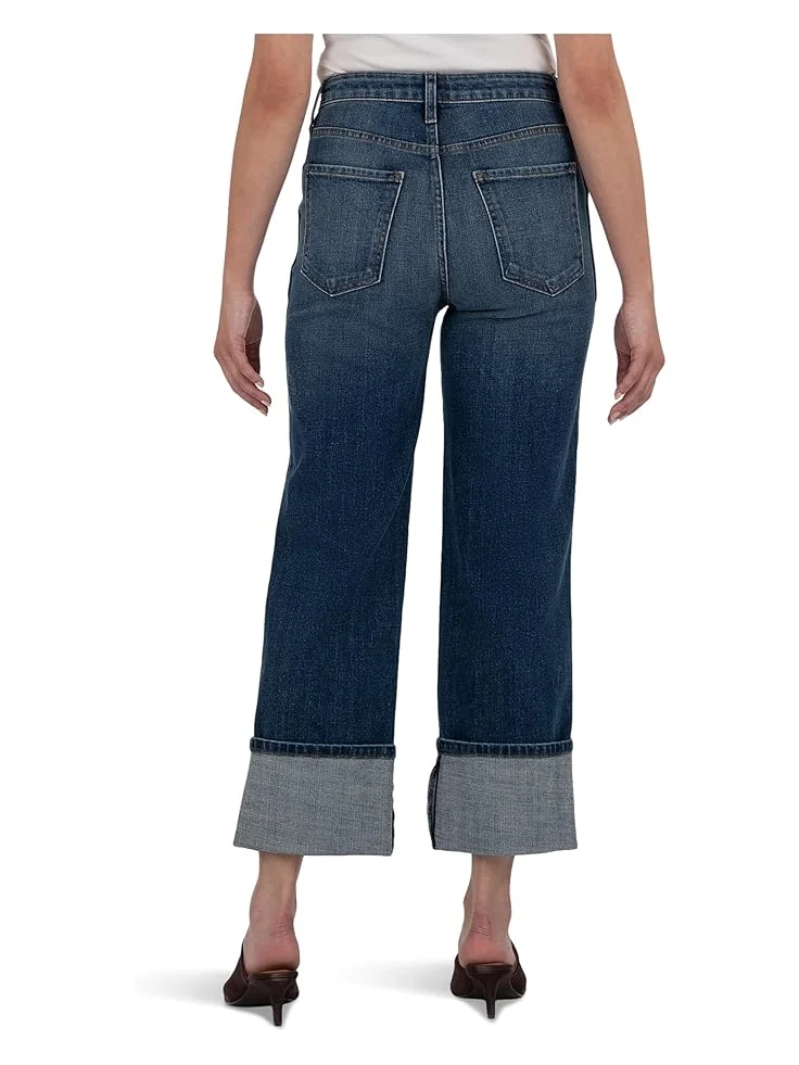 Джинсы KUT from the Kloth Sienna High-Rise Straight Leg-Roll Up Patch Pocket in Serene — 3