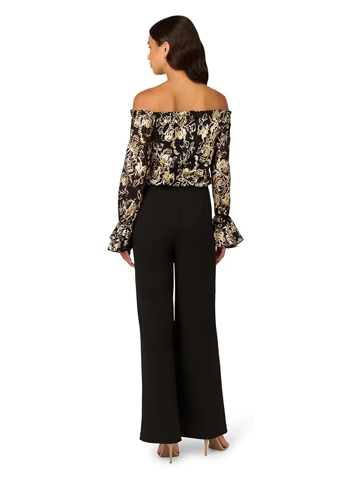 Комбинезон Adrianna Papell Lace and Crepe Jumpsuit — 2