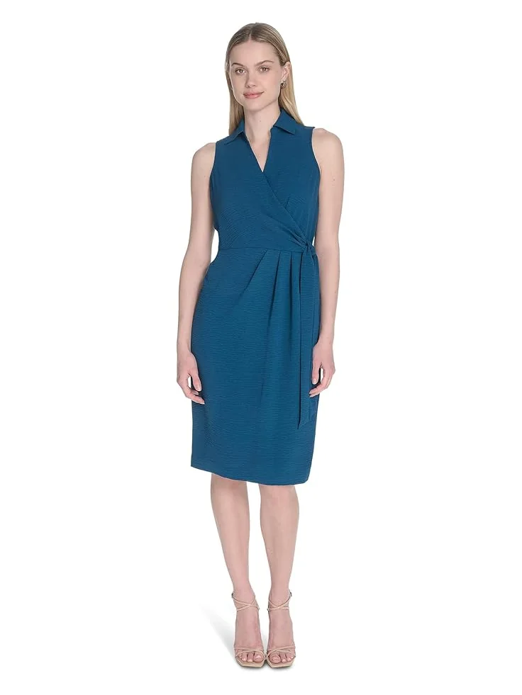 Платье Calvin Klein Aerowash Collared Elastic Waist Self Tie Midi — 1