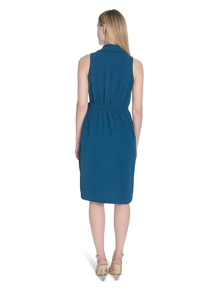 Платье Calvin Klein Aerowash Collared Elastic Waist Self Tie Midi — 3